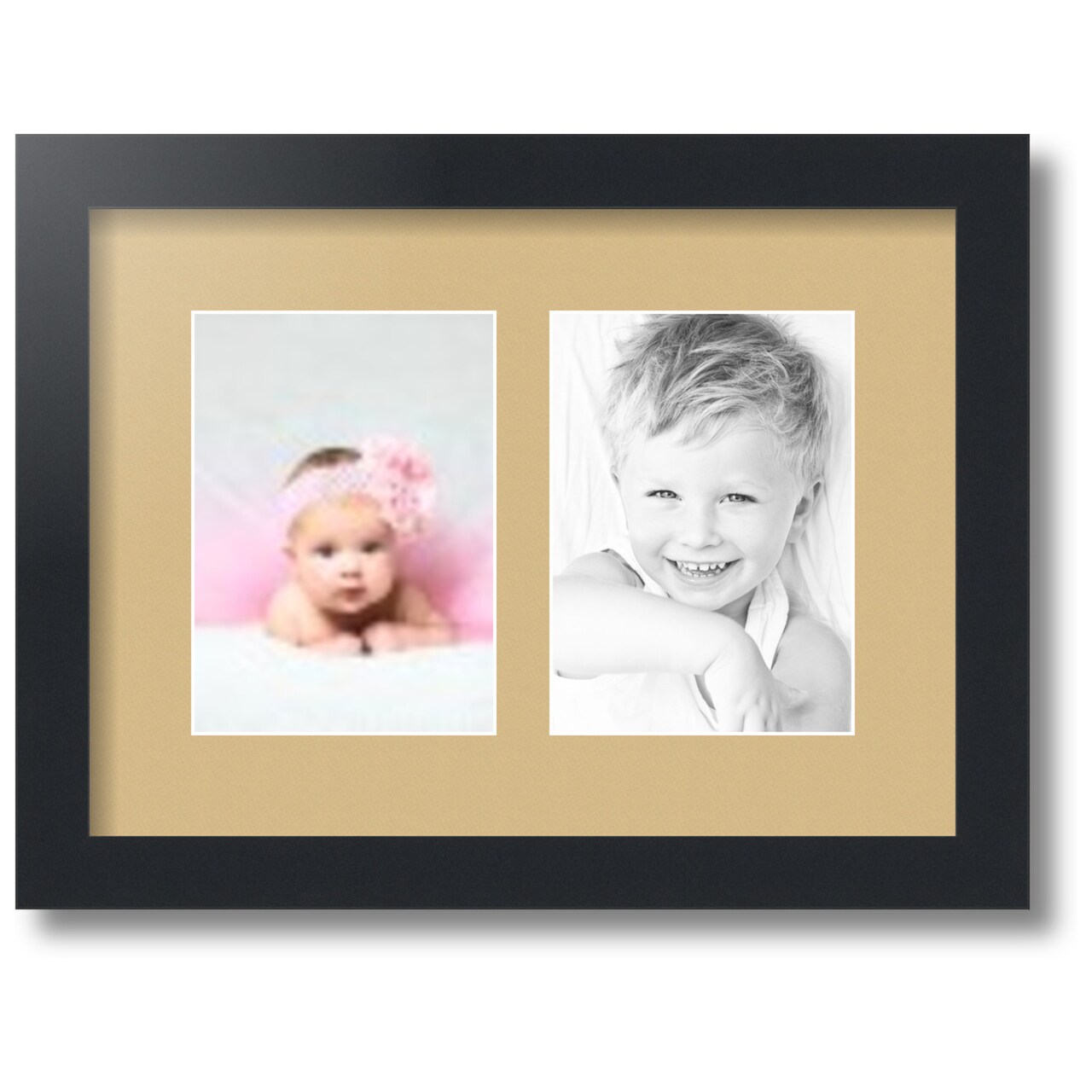 ArtToFrames Collage Photo Picture Frame with 2 - 5x7 inch Openings, Framed in Black with Over 62 Mat Color Options and Regular Glass (CSM-3926-35)